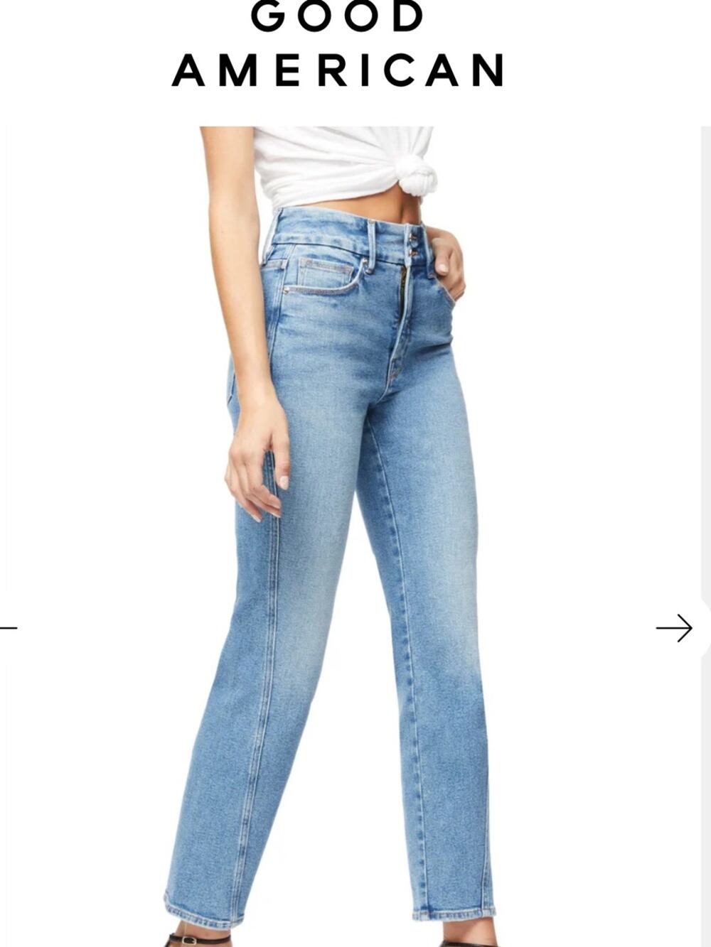 Good American Twist Seam Ankle Jeans Size 6 Hi Rise Straight Leg